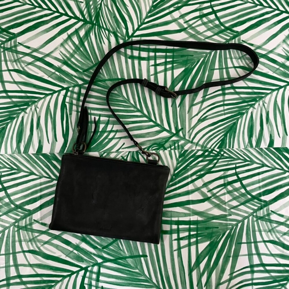 Able Black Leather Martha Snap Crossbody Purse